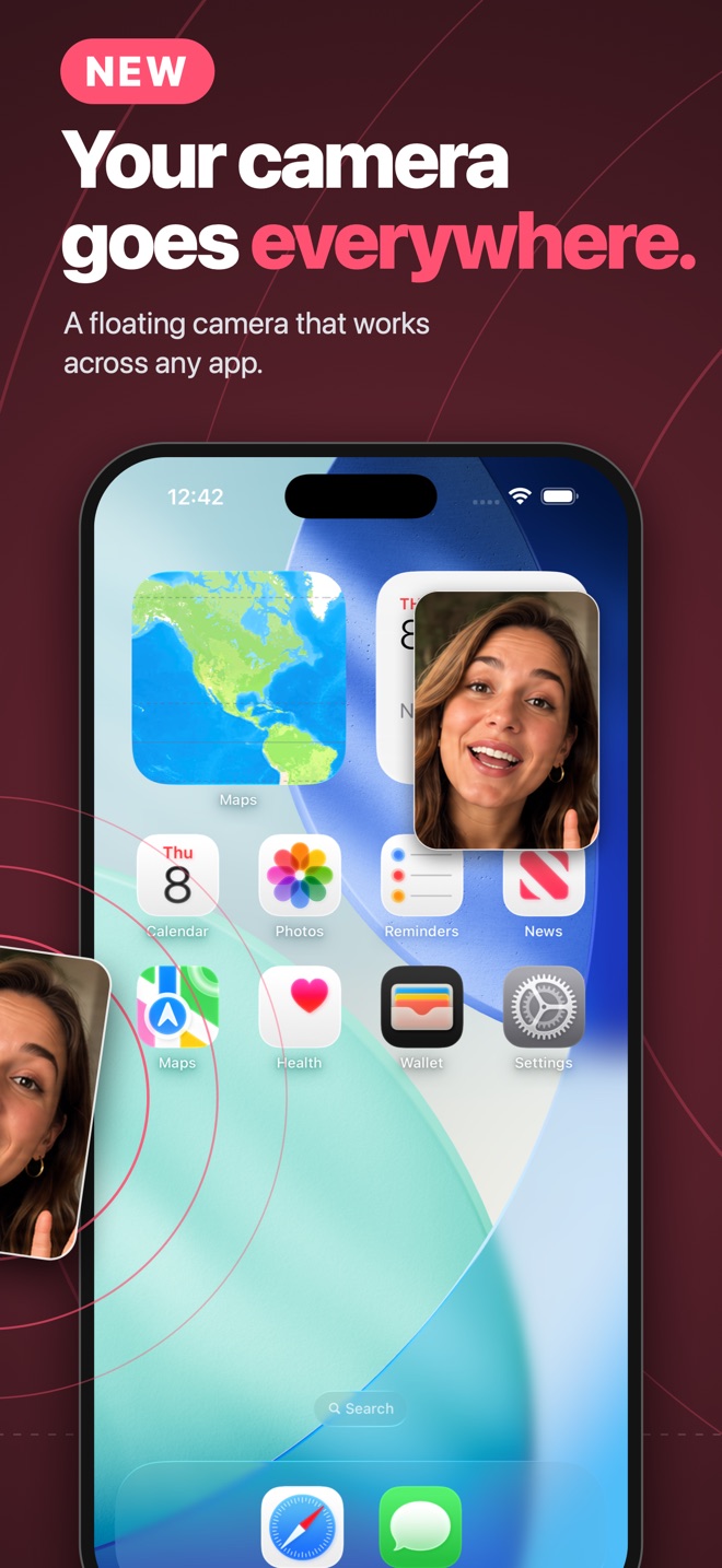 New: Your camera goes everywhere — the floating bubble over the iOS home screen